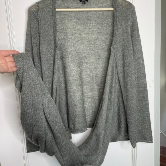 Talbots Open Cardigan Sweater Attached Scarf Grey Size S/M - Picture 4 of 7